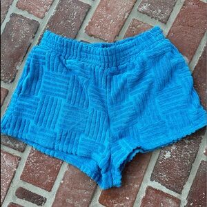 The Salty Babe Textured Terrycloth Blue Shorts